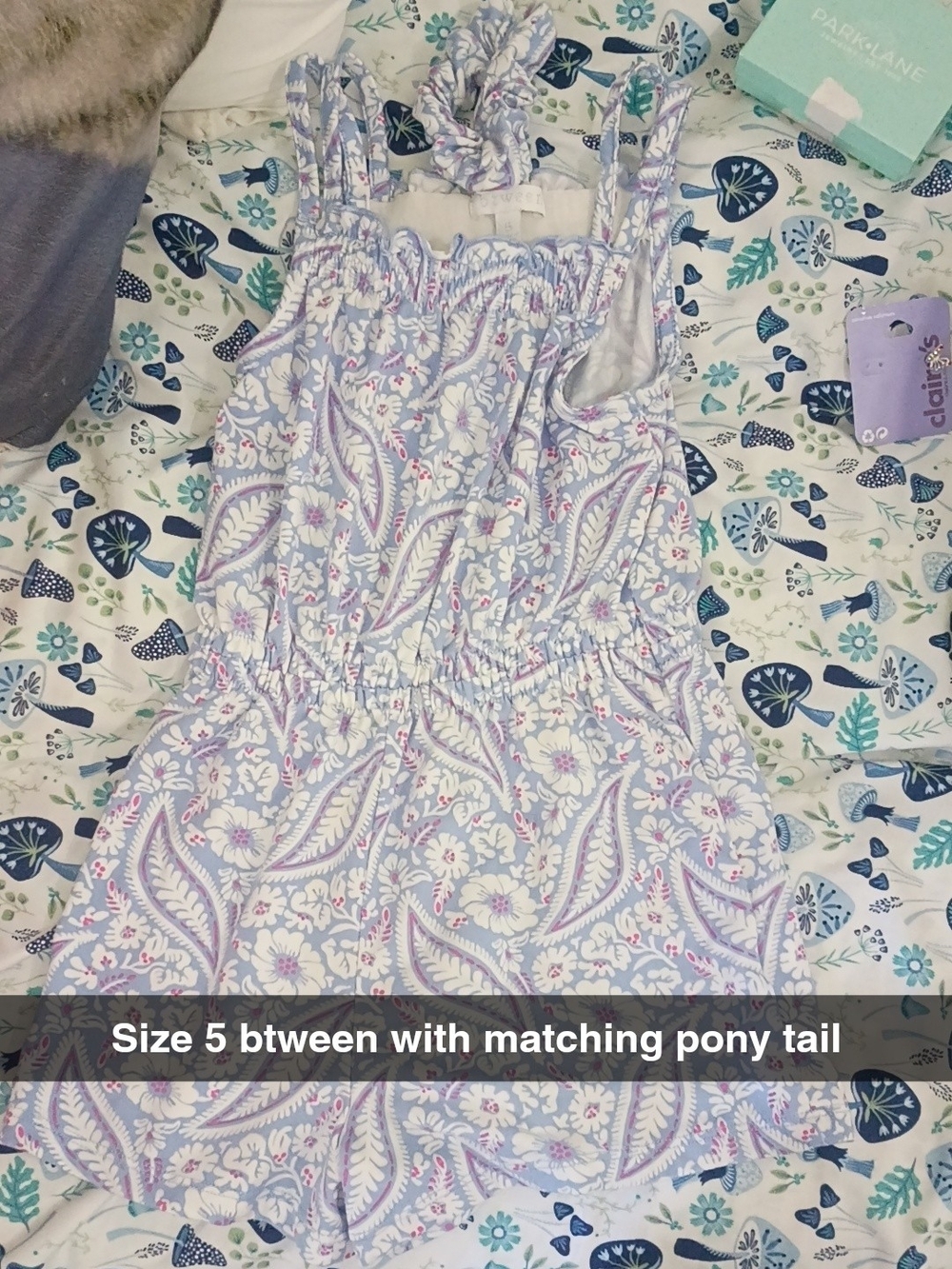 Btween Girls Paisley Floral Romper with Matching Scrunchie - Size 5